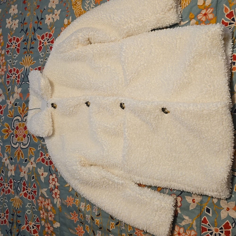 Forever 21 Off White Faux Fur Coat